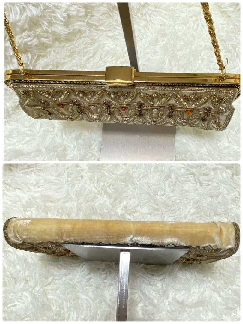 ●良品●　LUMY　ルミーはしもと　皇室御用達　がま口　ビーズ刺繍　ハラコバッグ