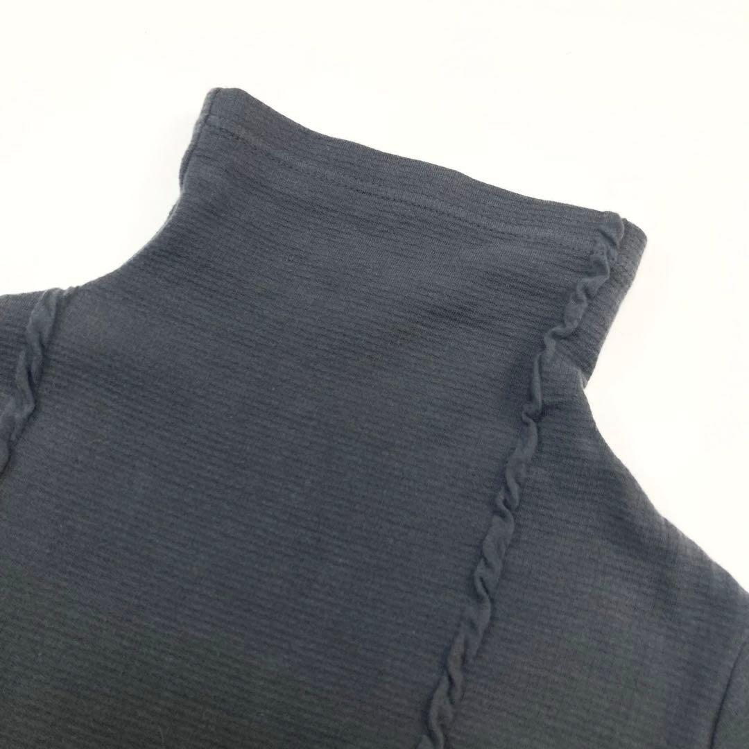 Y's ワイズ STRIPE JACQUARD HIGH NECK T グレー2