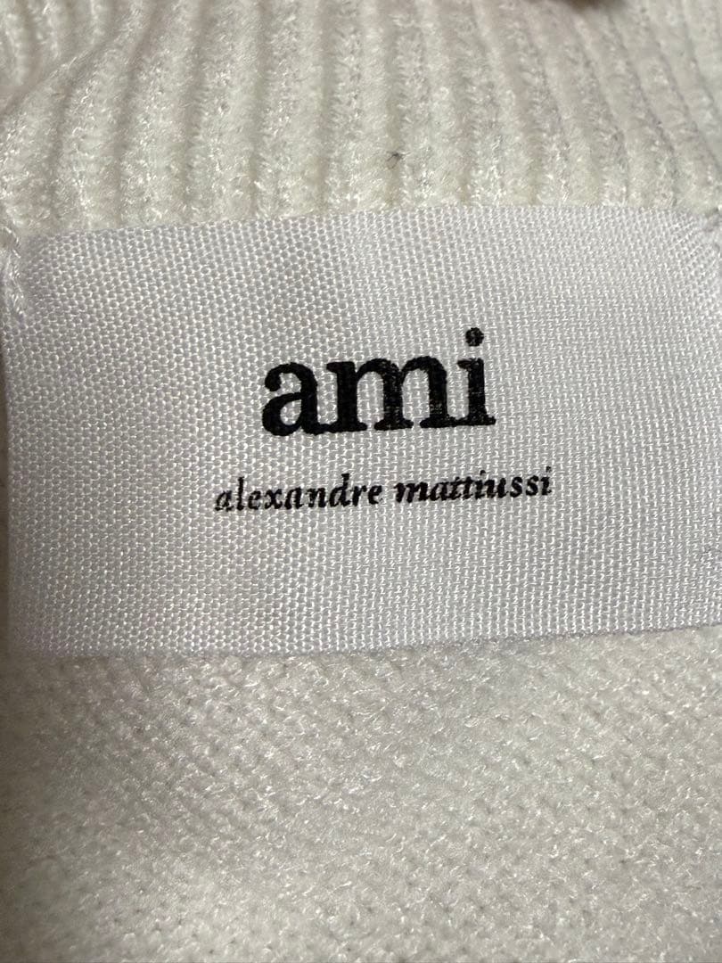 ハート刺繍 ホワイトニットカーディガン XL アミパリス AMI paris