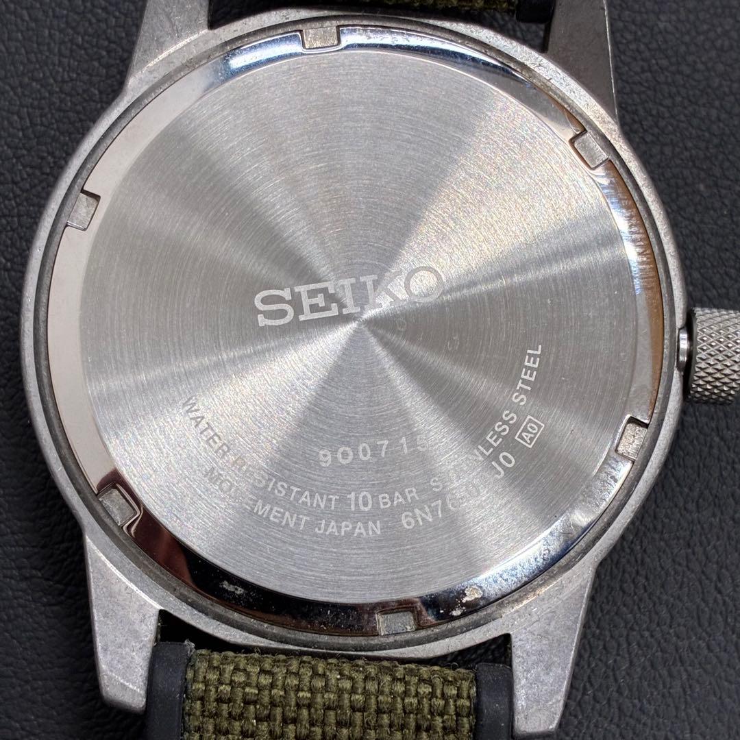 セイコー　クォーツ　メンズ　カーキベルト