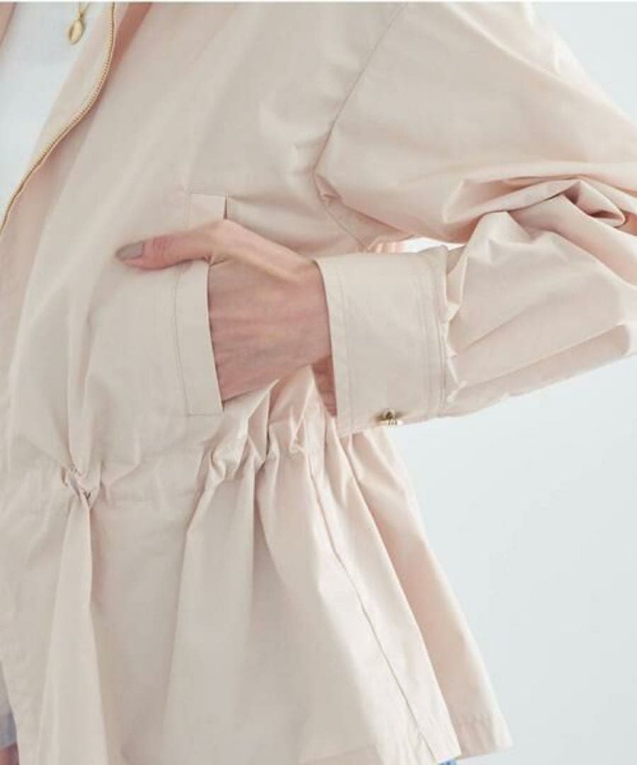 【1249】アナイ　タフタフードツキブルゾン　ライトベージュ　36