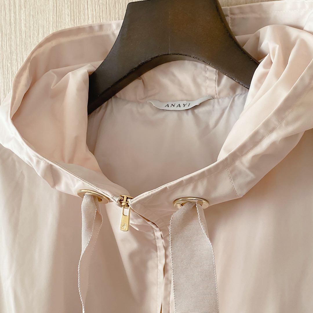 【1249】アナイ　タフタフードツキブルゾン　ライトベージュ　36