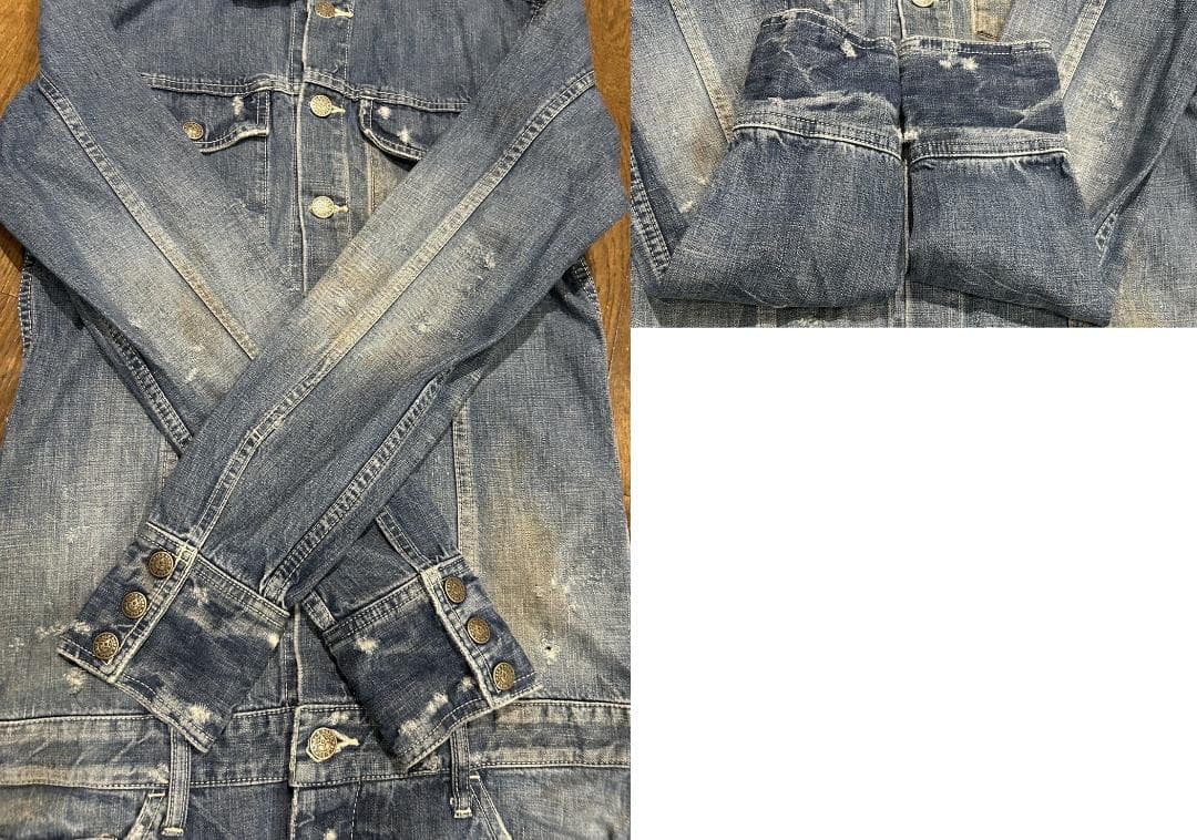 ＊バックボーン BACKBONE ダメージ 汚れ加工 デニム つなぎ S