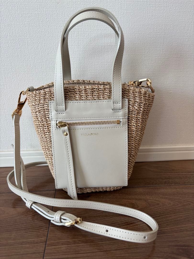 極美品！VIOLAd’ORO 2WAミニトート　ホワイト