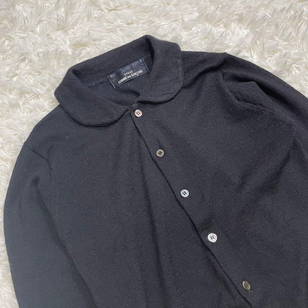 希少 美品 トリココムデギャルソン ウール 丸襟 デザイン カーディガン 黒