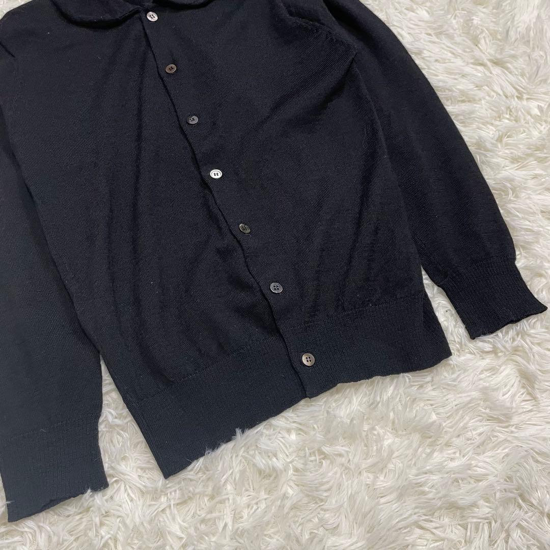 希少 美品 トリココムデギャルソン ウール 丸襟 デザイン カーディガン 黒