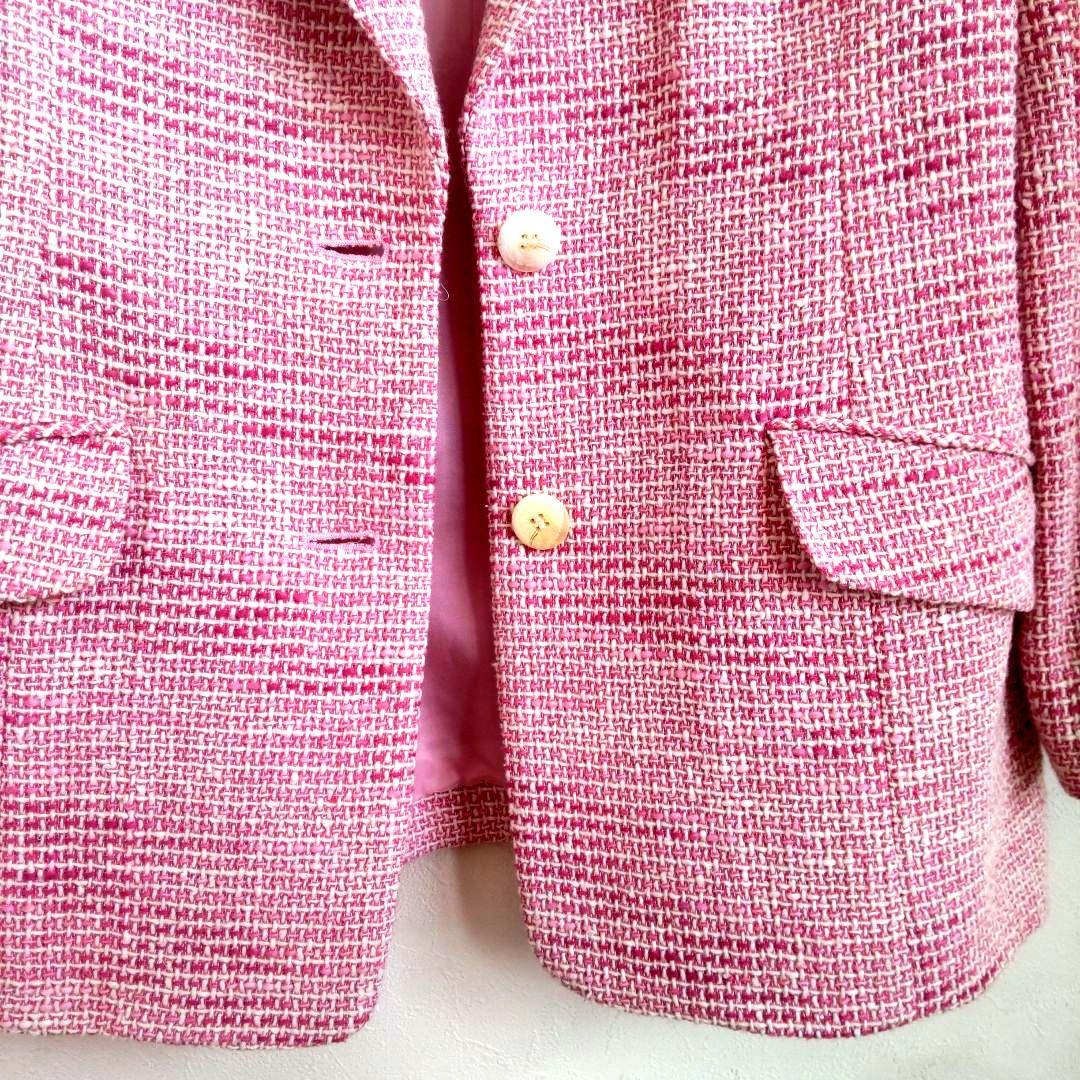 ツイードジャケット　イタリア製生地　孝富　ピンク　M おしゃれ