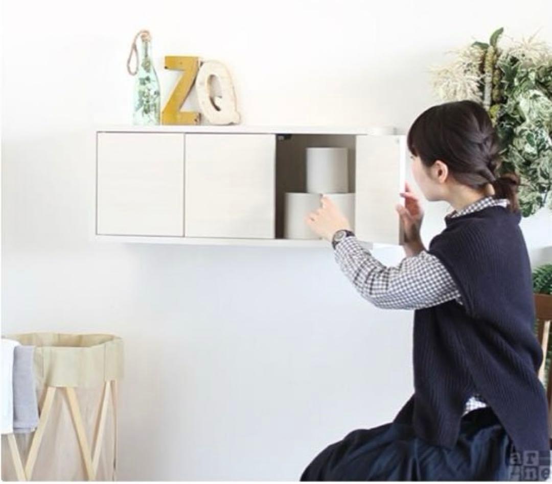 美品　ウォールラック　ウォールシェルフ　シンプル　ホワイトウッド　壁掛け