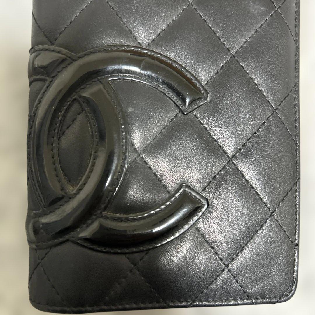 CHANEL ブラック カンボンライン 長財布