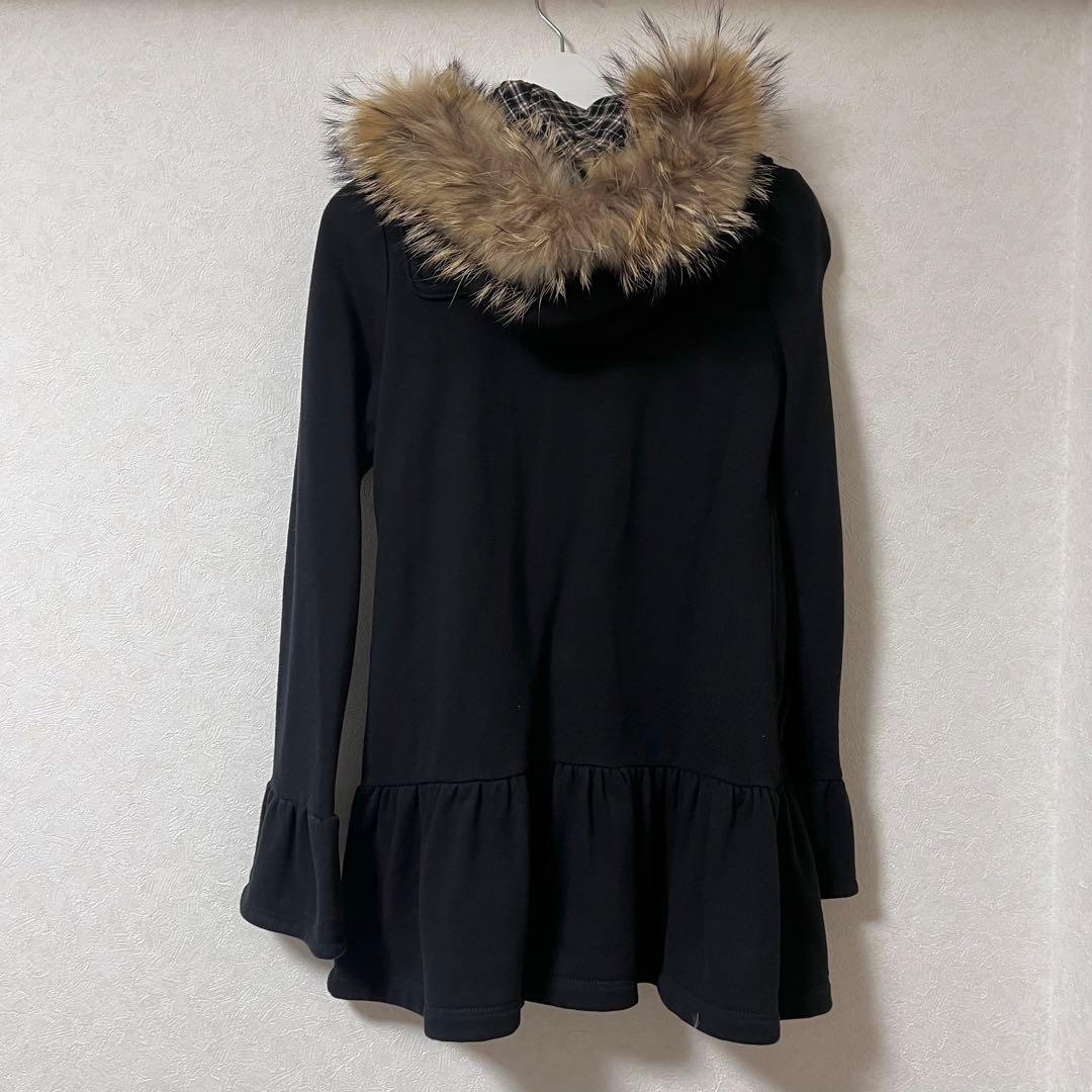 バーバリーロンドンブルーレーベル　ファー　ロングパーカー　ワンピース　黒　38