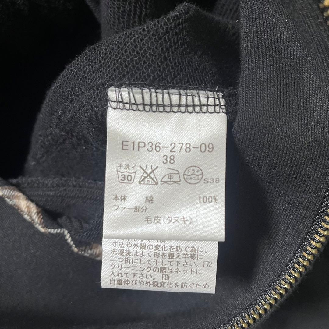 バーバリーロンドンブルーレーベル　ファー　ロングパーカー　ワンピース　黒　38