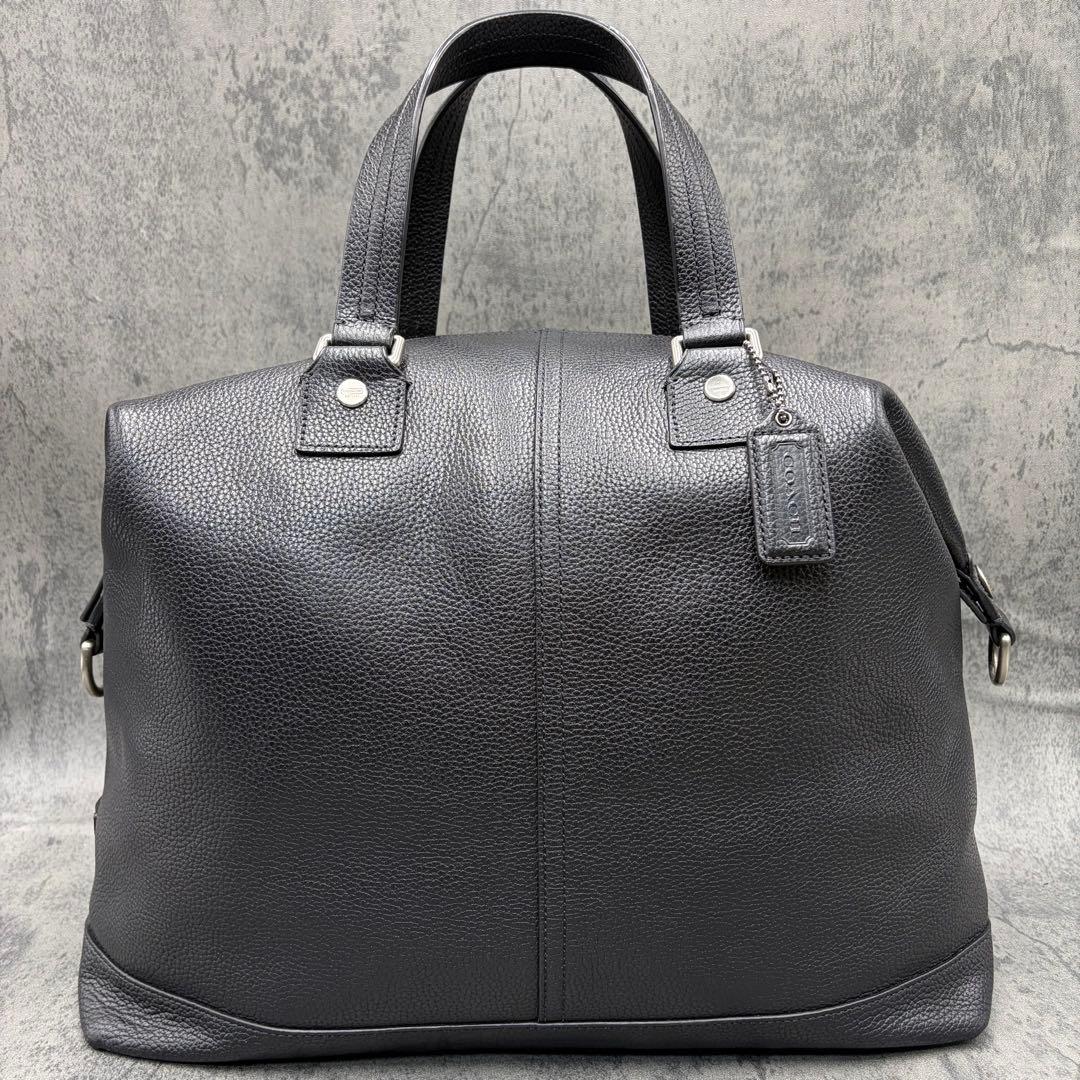 2way コーチ ボストンバッグ シボ革 斜め掛け トラベル 黒 大容量 旅行