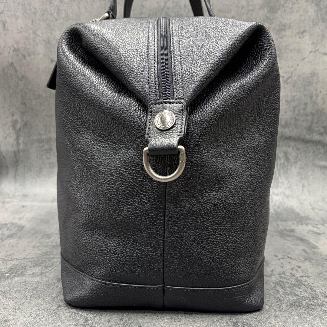 2way コーチ ボストンバッグ シボ革 斜め掛け トラベル 黒 大容量 旅行