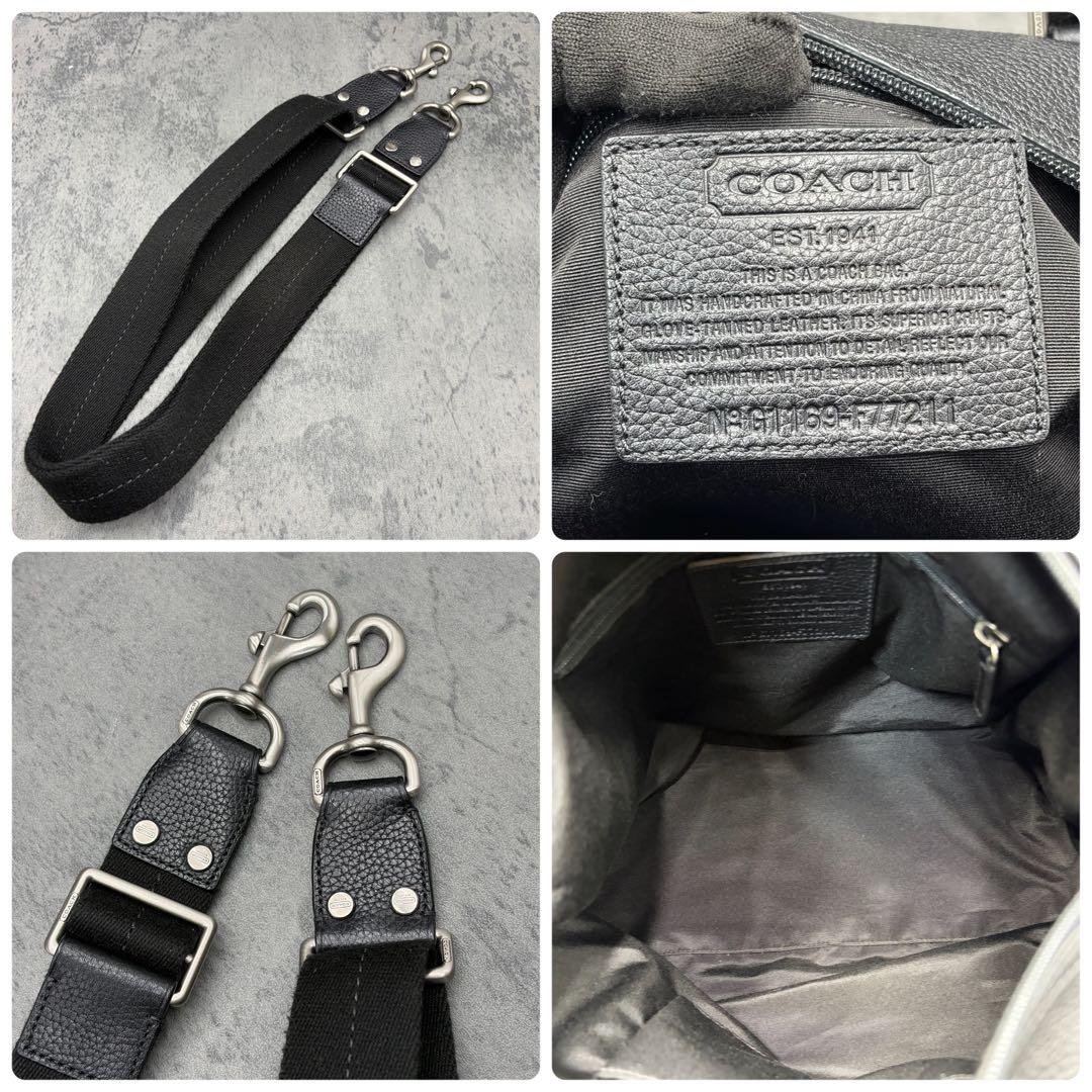 2way コーチ ボストンバッグ シボ革 斜め掛け トラベル 黒 大容量 旅行