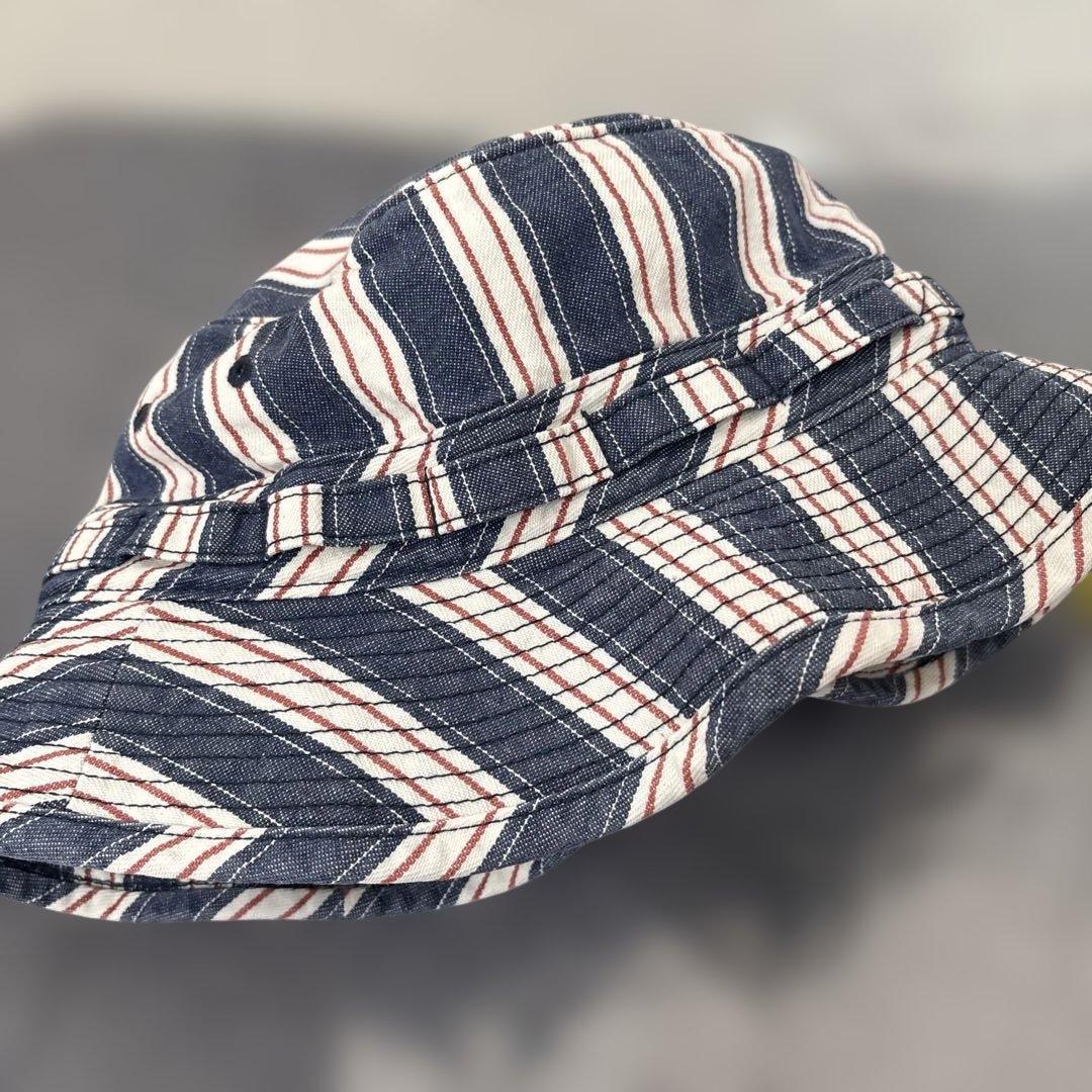 リアルマッコイズ ストライプ バケット ハット ネイビー