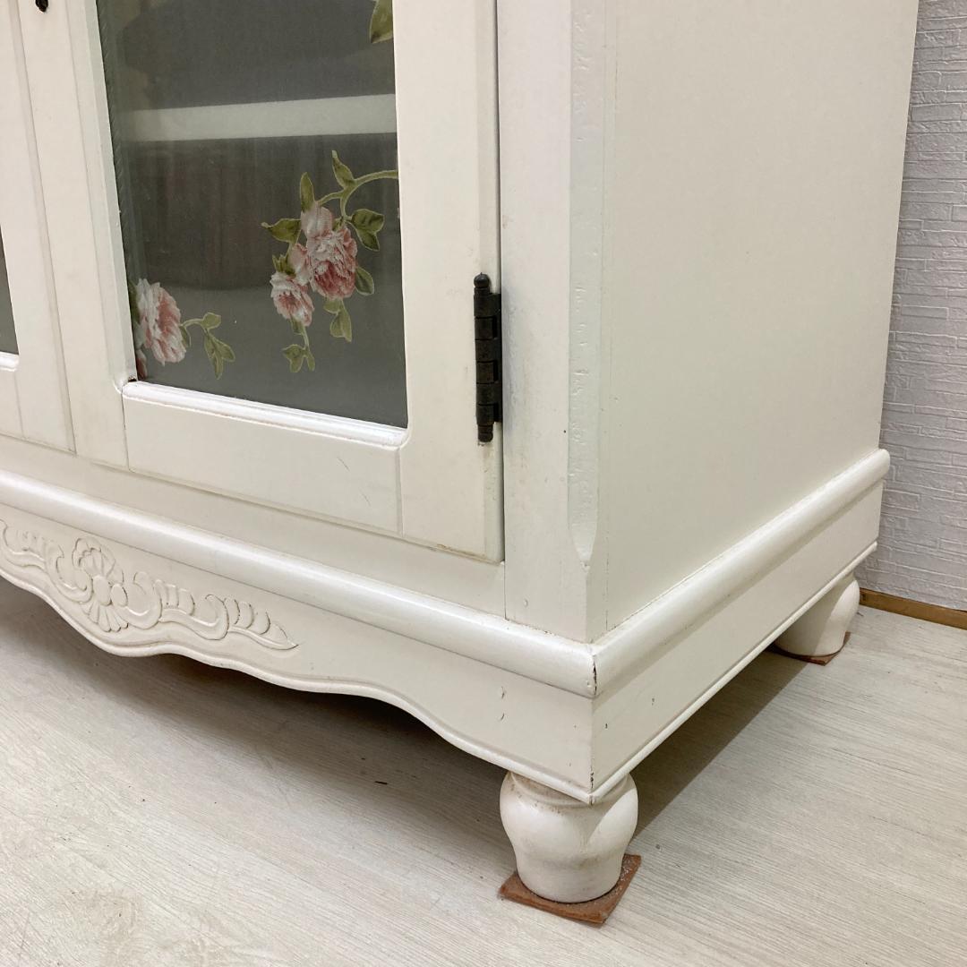 カトラリーキャビネット　ホワイトローズ　フレンチテイスト　姫家具