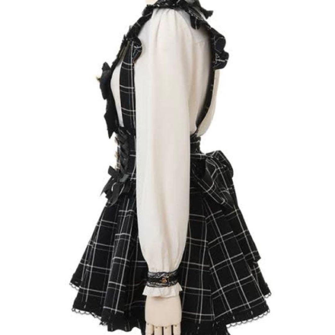 LIZLISA リズリサ　レースアップサスペンダー付スカパン　ブラックチェック