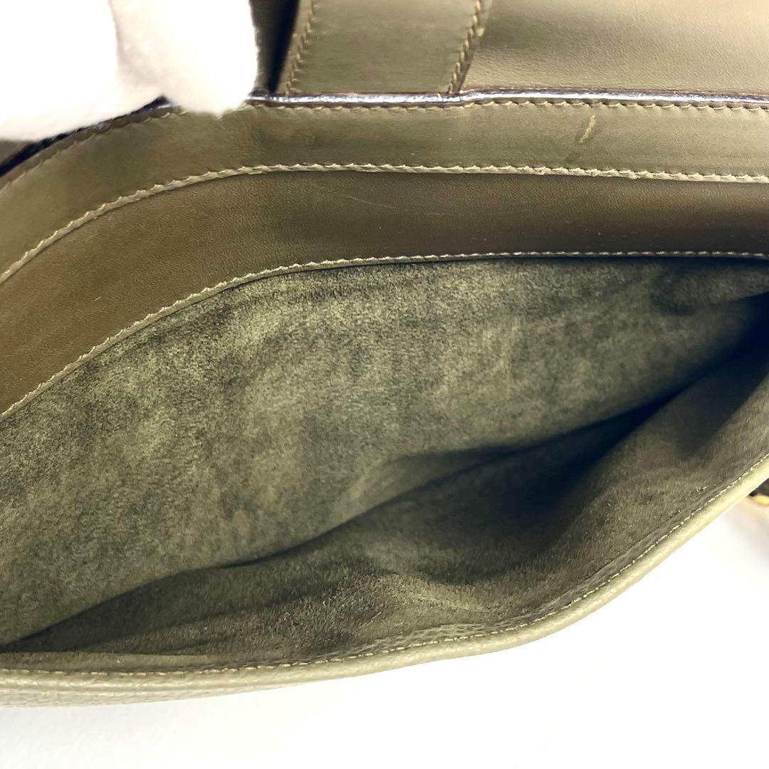 グッチ　ショルダーバッグ　ビンテージ　レザー　極美品　レディース　希少色