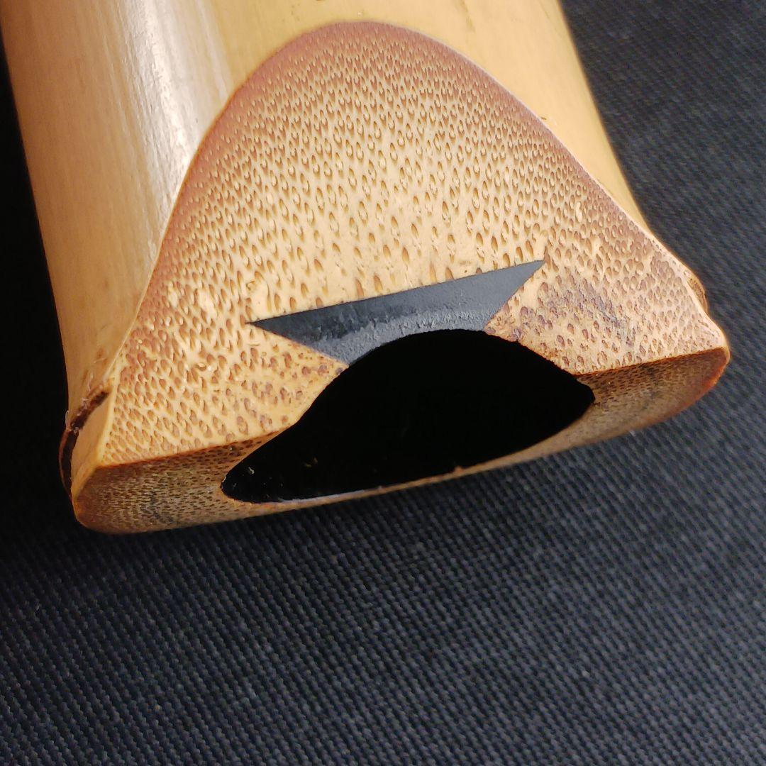 Y3110-5 琴古流 尺八 在銘 銀三線 全長64㎝ 竹製