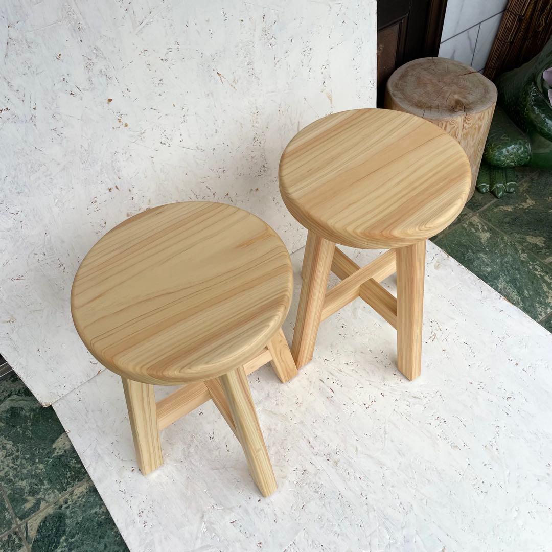RRR　国産ひのき　丸椅子　木製スツール