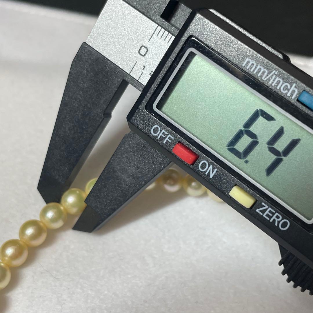 【希少色 テリ強】あこや真珠 ゴールデン パールネックレス 5.6-6.4mm