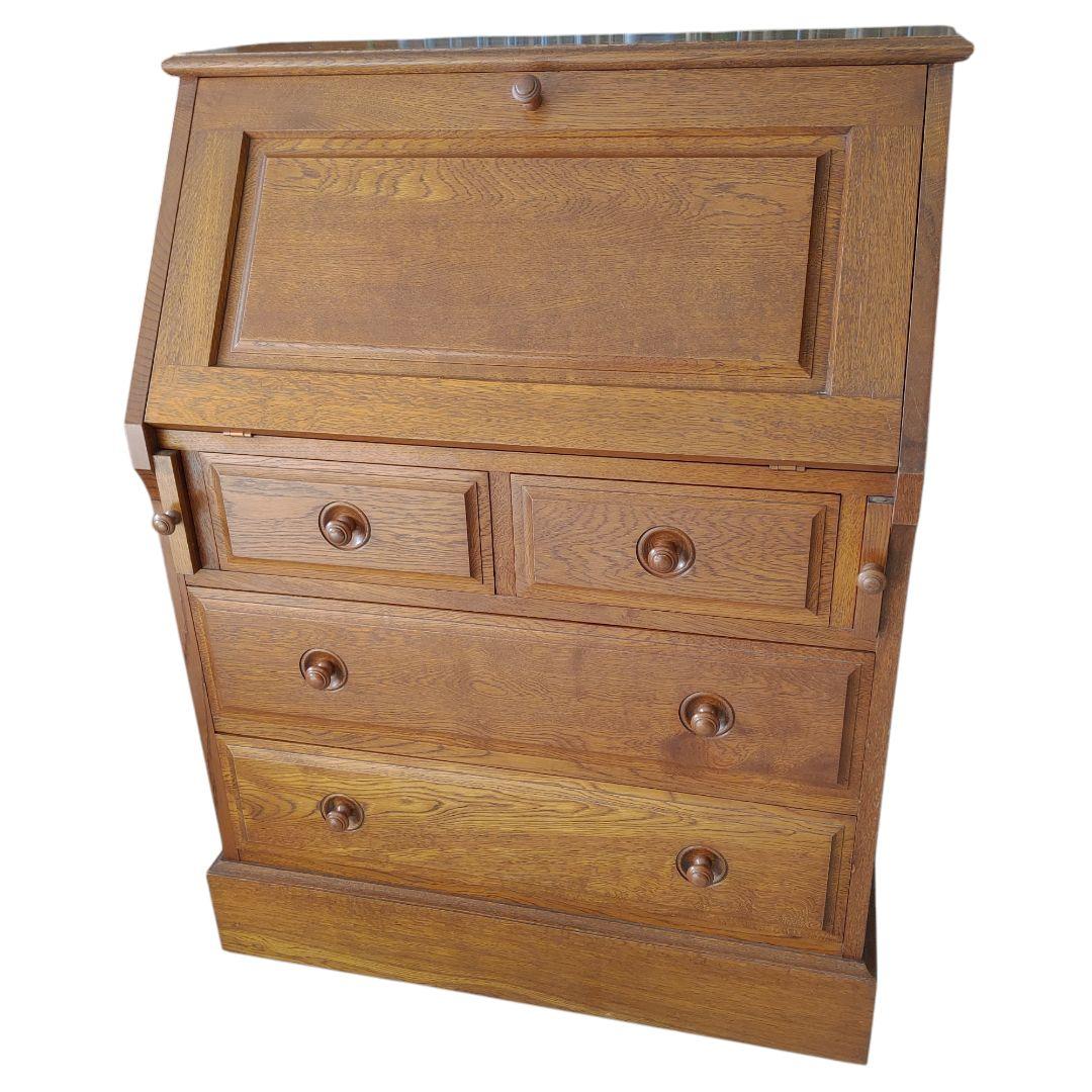 蝦夷民芸家具 ライティングデスク ナラ材 えぞ民芸 ライティングビューロー