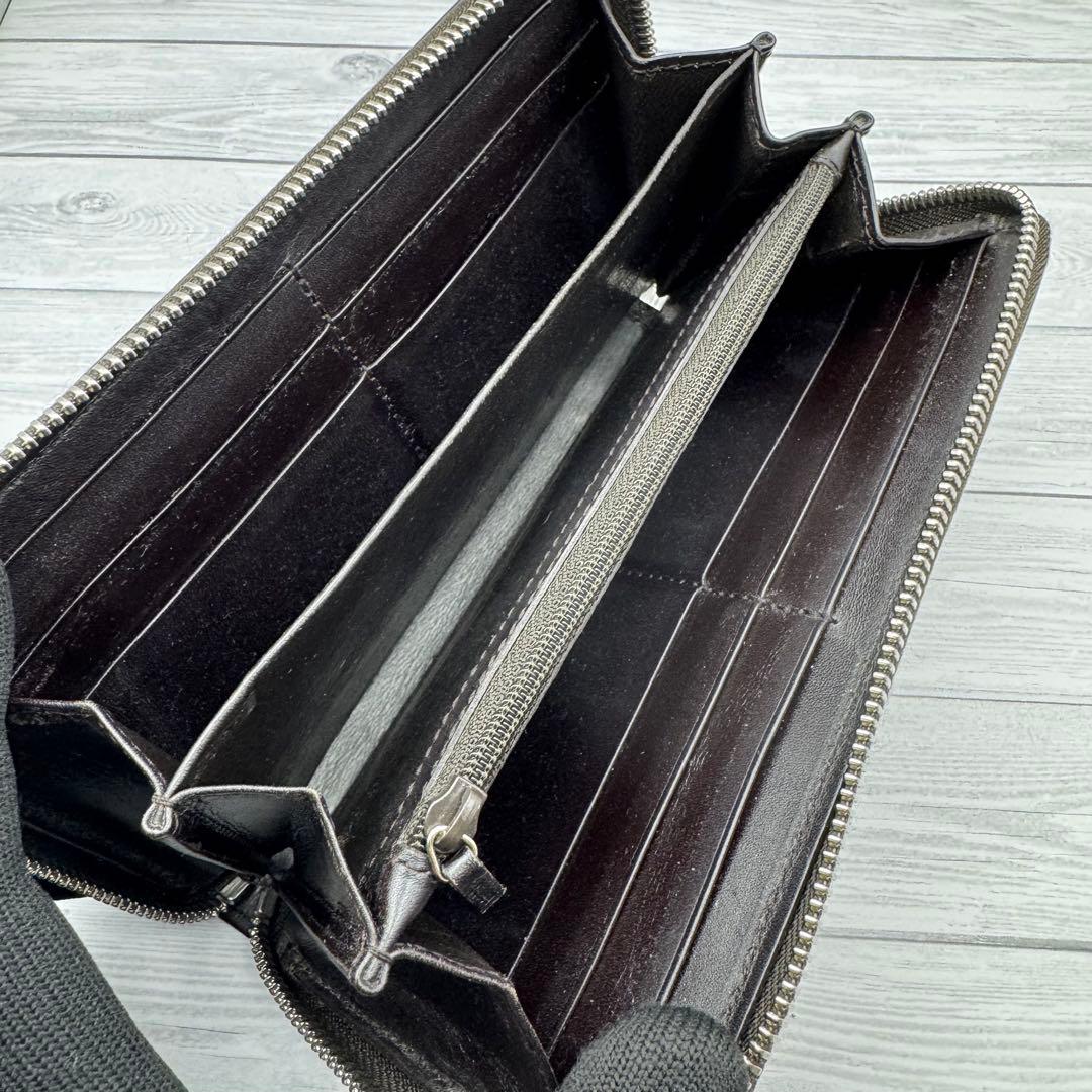 【美品】GUCCI 長財布 　GG柄　キャンバス　ラウンドファスナー ブラウン