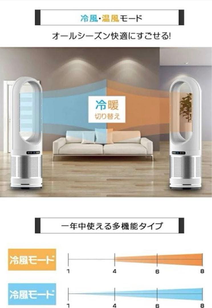 acun 様 未使用）空気清浄機付きファンヒーター タワーファン セラミックヒー