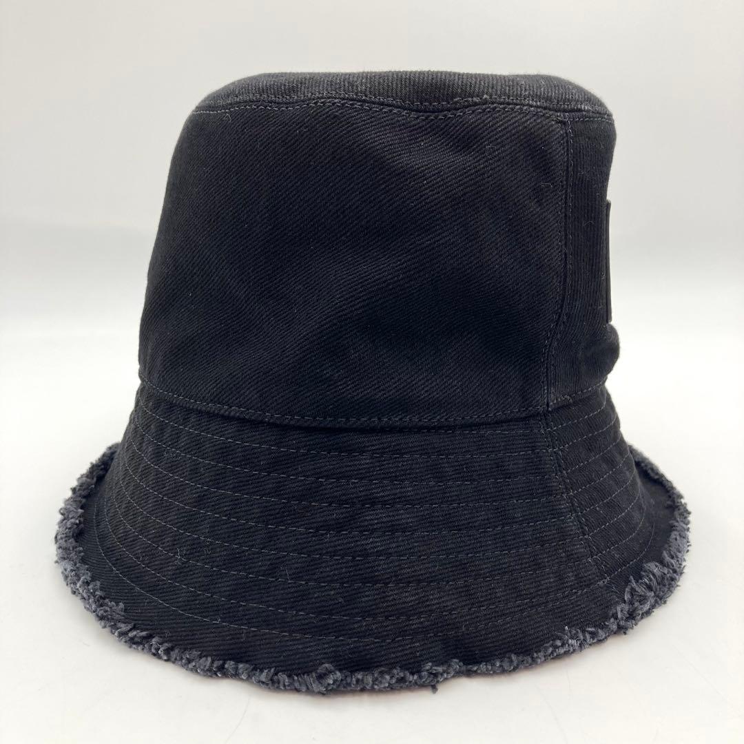 IZU✨ LOEWE バケットハット 帽子 レザーパッチ 黒 57 デニム