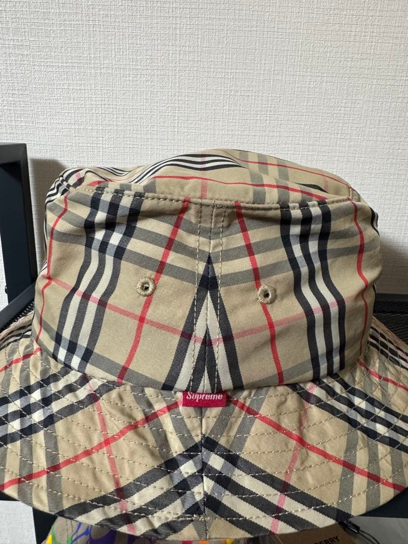 Supreme×BURBERRY チェック柄 バケットハット S/M