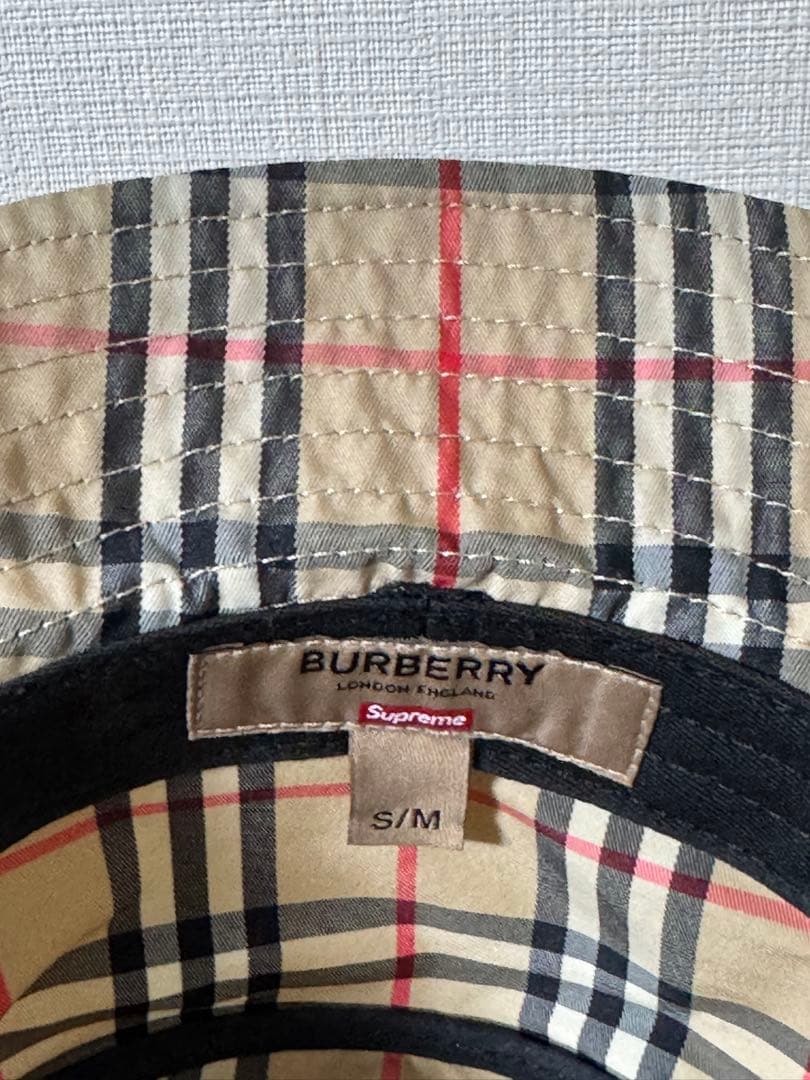 Supreme×BURBERRY チェック柄 バケットハット S/M