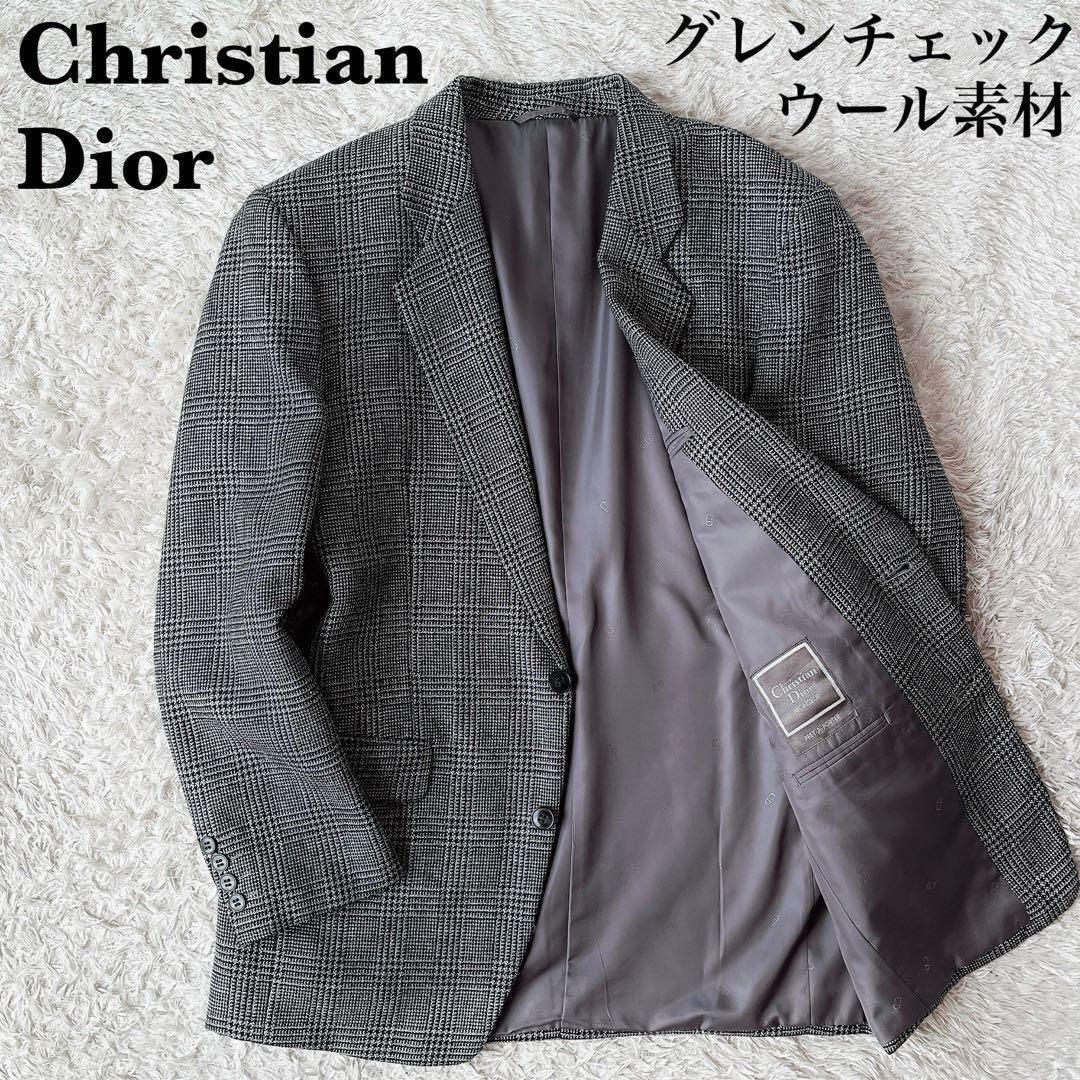【美品】クリスチャンディオール テーラードジャケット グレンチェックウール