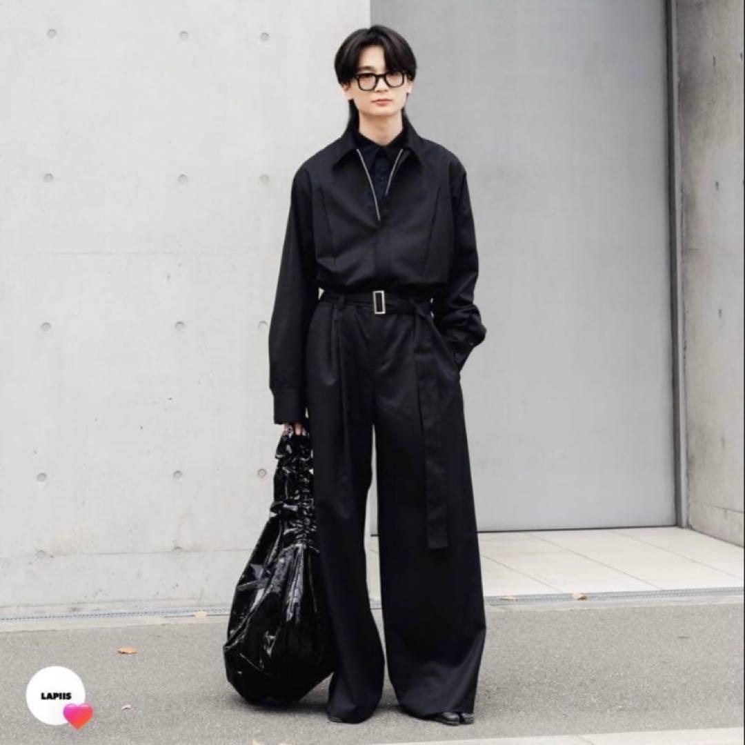 【Lapiis】BELTED ZIP UP JUMPSUIT BLACK