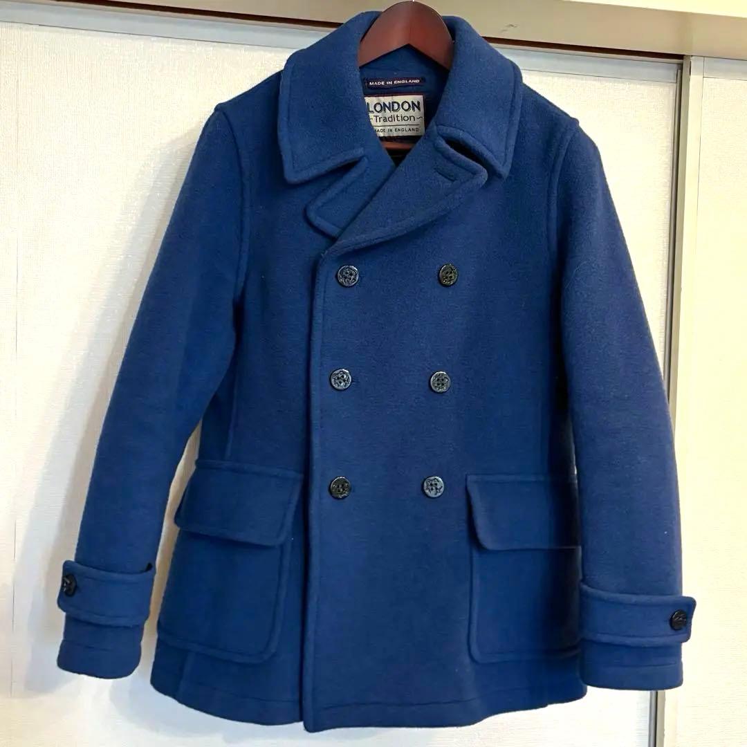 ロンドントラディション　ウール　ピーコート　ブルー　イングランド製