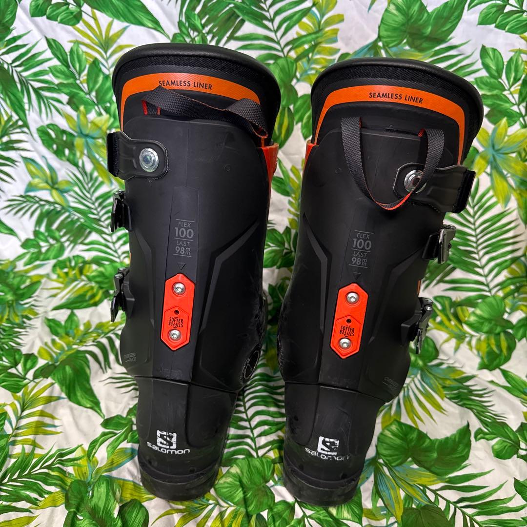 サロモン S max 26.5cm スキーブーツ flex100 黒/オレンジ