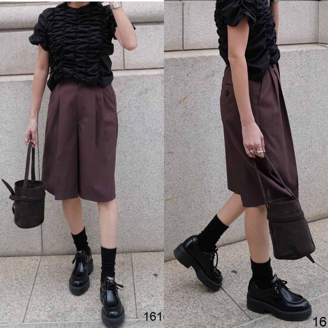 MACHATT 25SS タックハーフパンツ ブラウン38