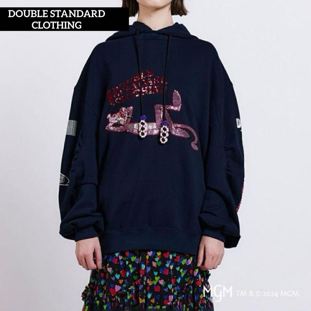 ダブルスタンダード ピンクパンサー×DSCボリュームスリーブフーディ パーカー