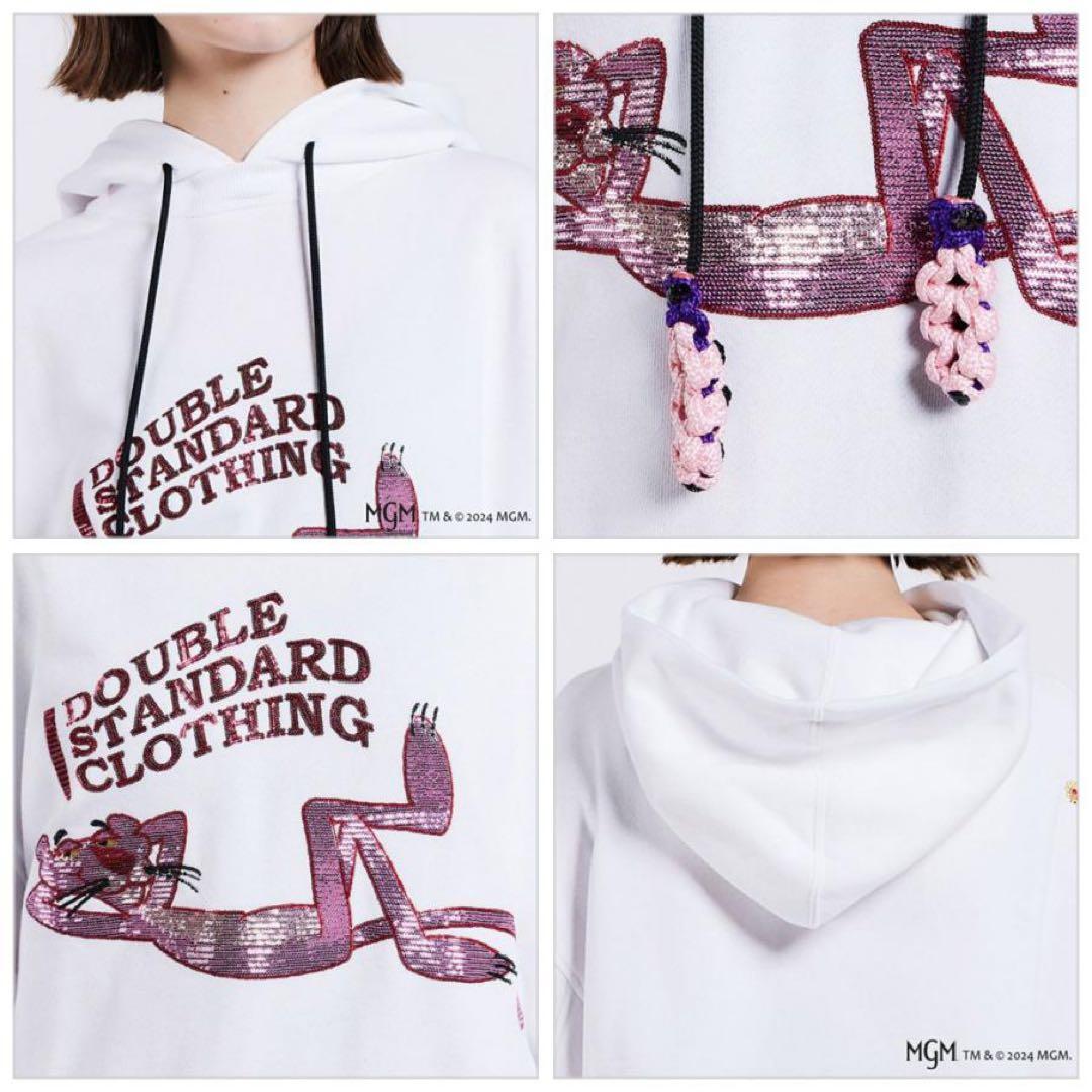 ダブルスタンダード ピンクパンサー×DSCボリュームスリーブフーディ パーカー