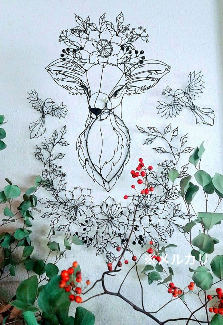 雌鹿　ワイヤークラフト　アート