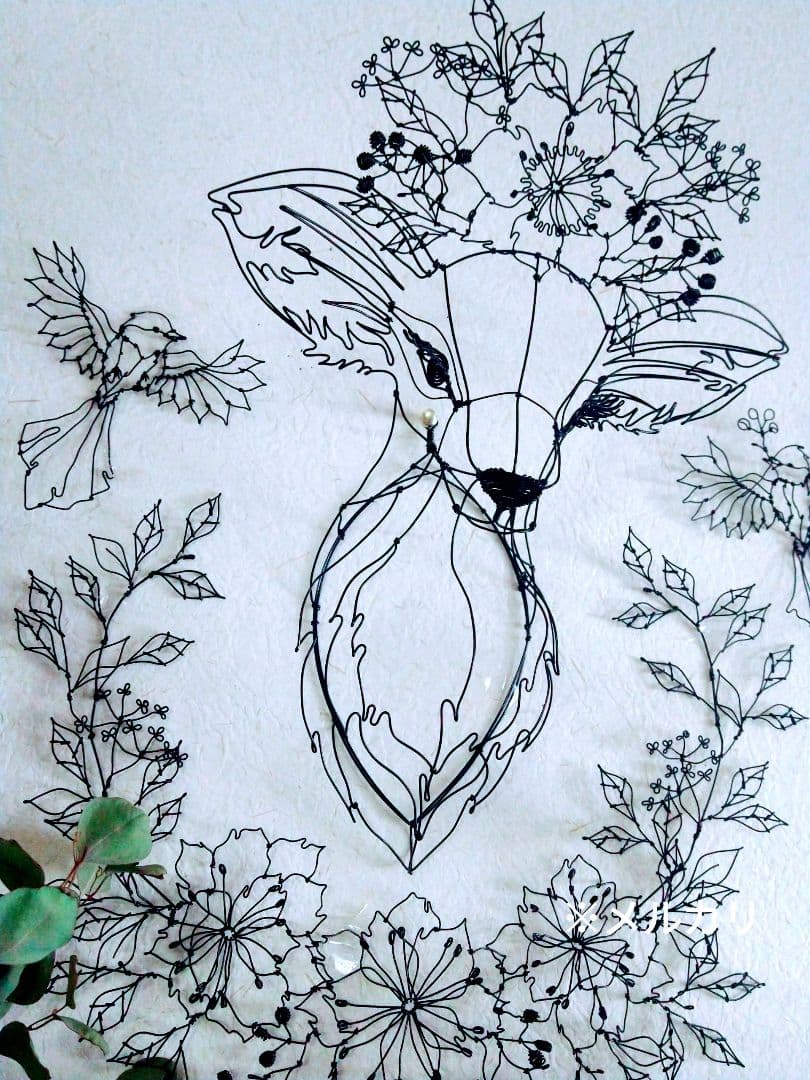 雌鹿　ワイヤークラフト　アート