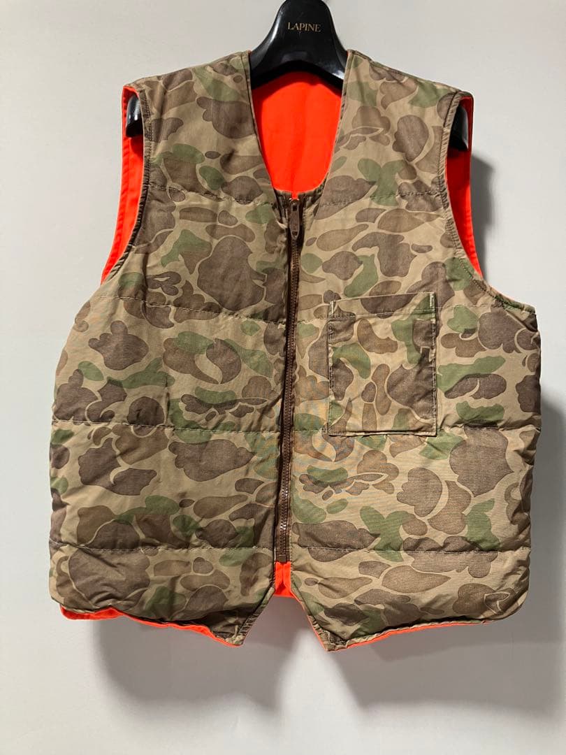 70s80s エディバウアー　黒タグ　ベスト　ダックハンターカモ