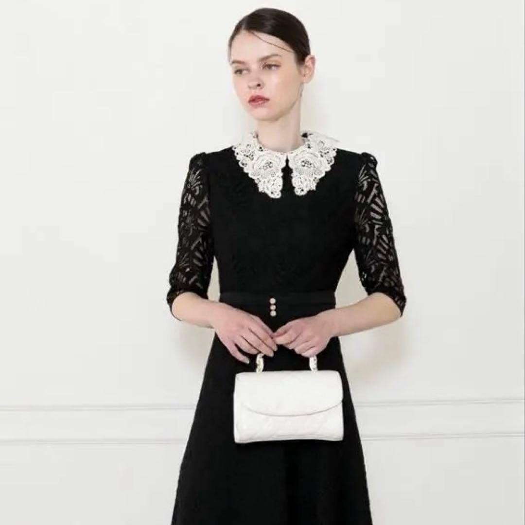 Leja 花柄　刺繍　シースルー　フォーマルドレス　パーティドレス　パールピアス