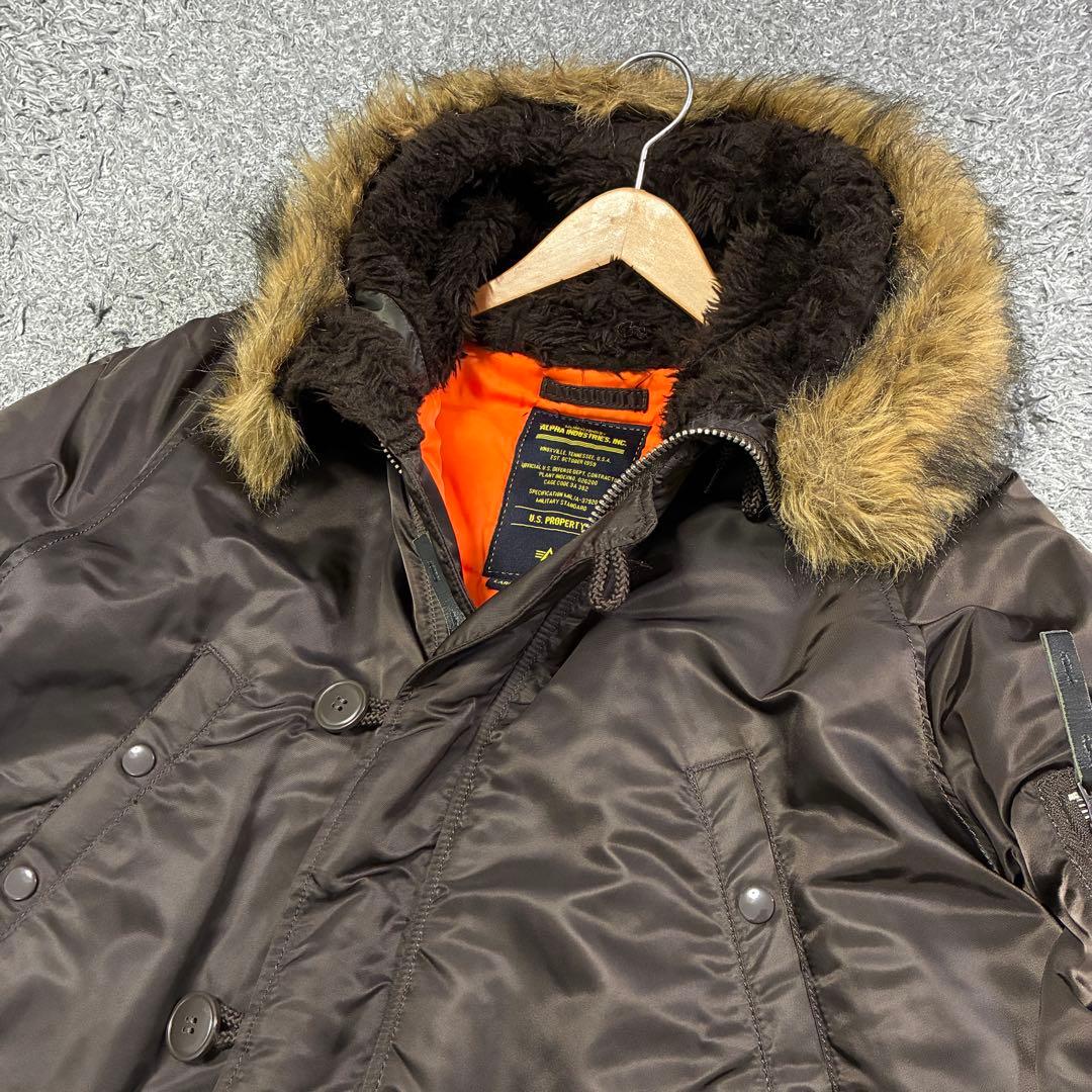 【美品】アルファインダストリーズ N-3B スリムフィット L ディープブラウン