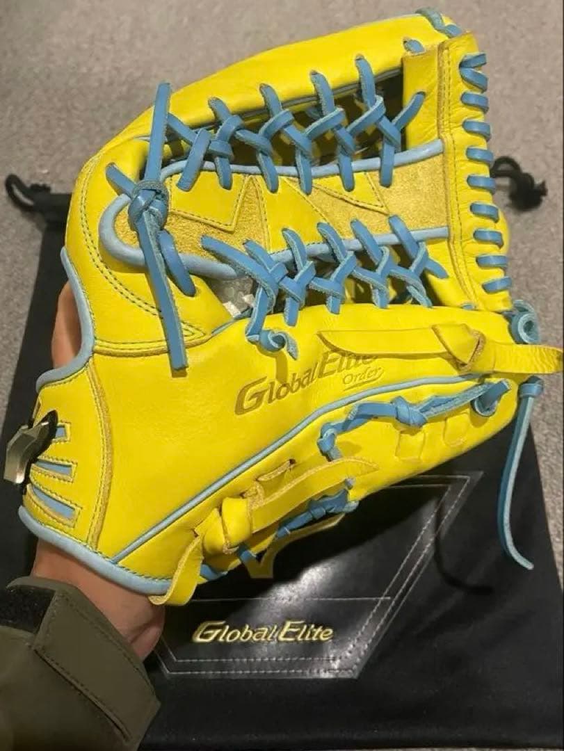 ミズノ　グローバルエリート 外野手用　オーダー　イエロー×ターコイズ　最終値下
