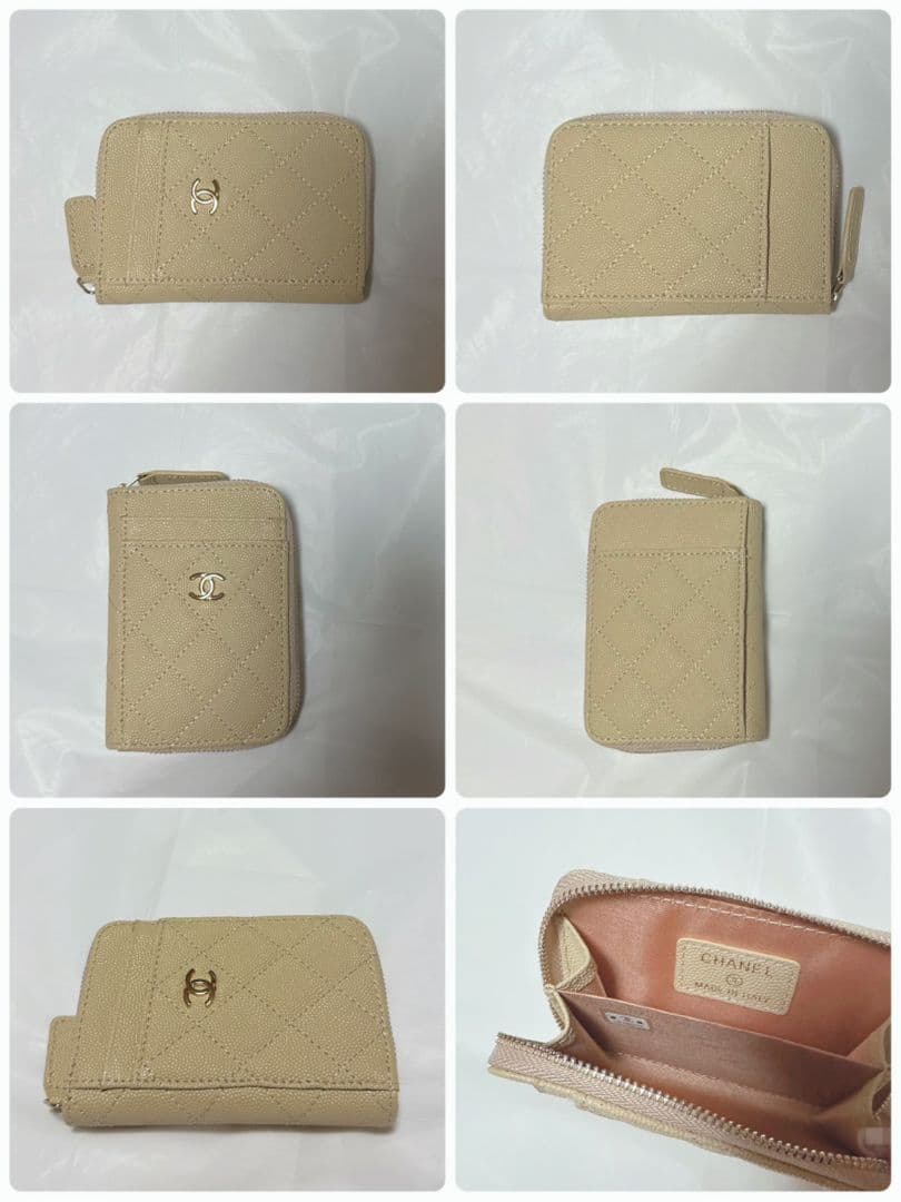 CHANELキルティングレザーケースベージュノベルティ新品