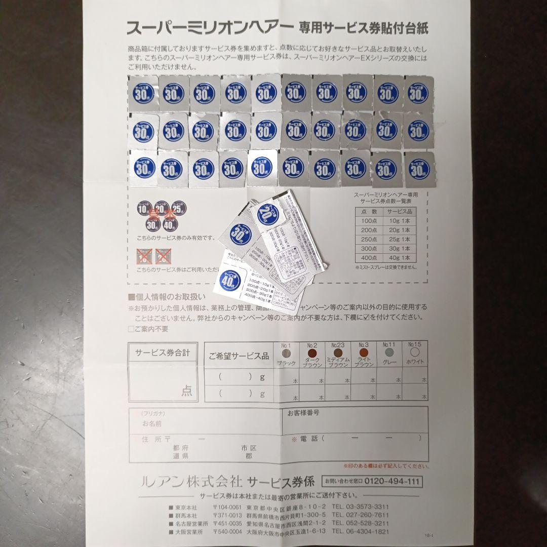 スーパーミリオンヘアー　新品ブラック30g✕2個＆サービス券(30g✕3個分)