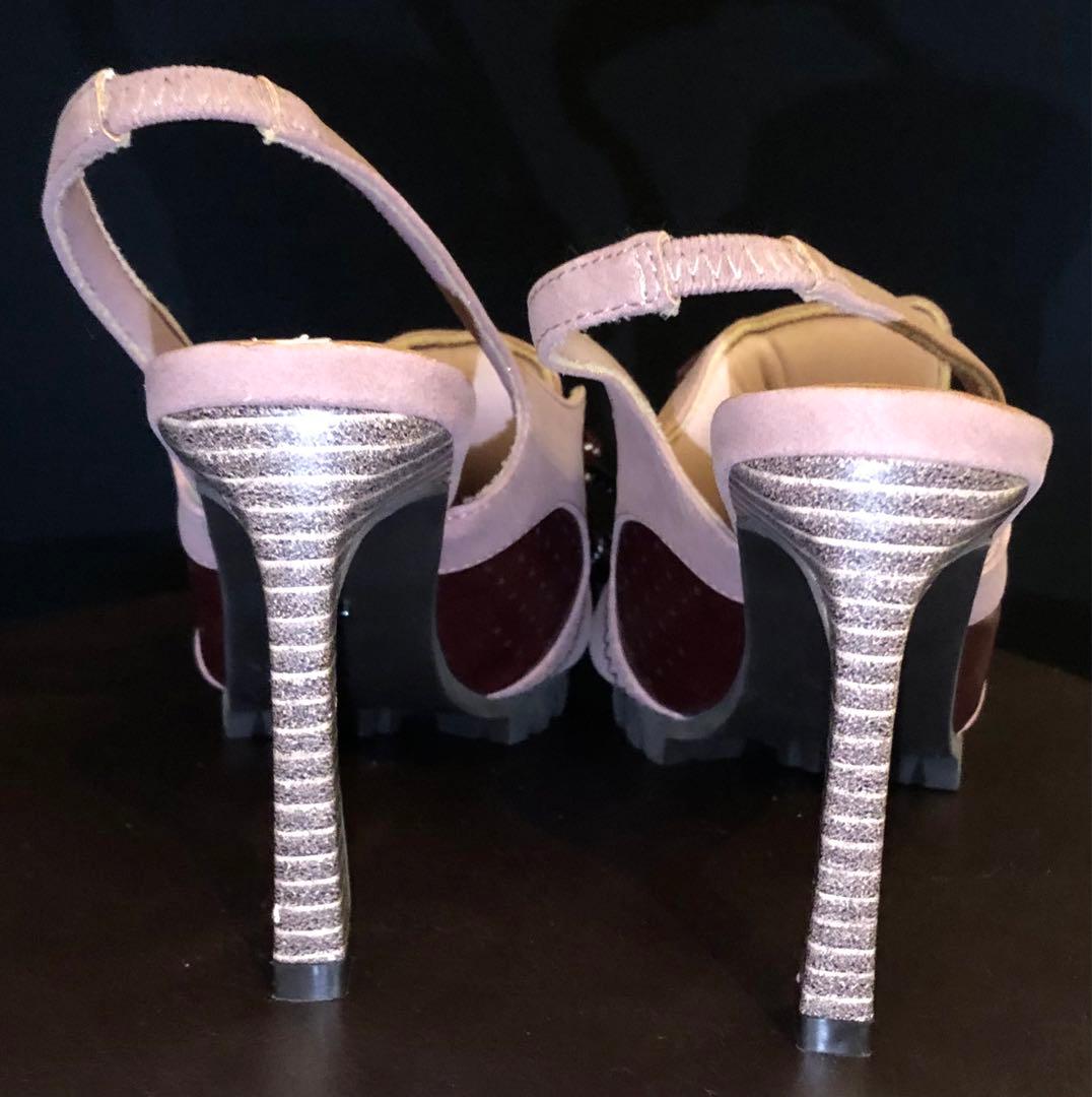 YELLO ピンク スエード ポインテッドトゥ ミュール Lサイズ