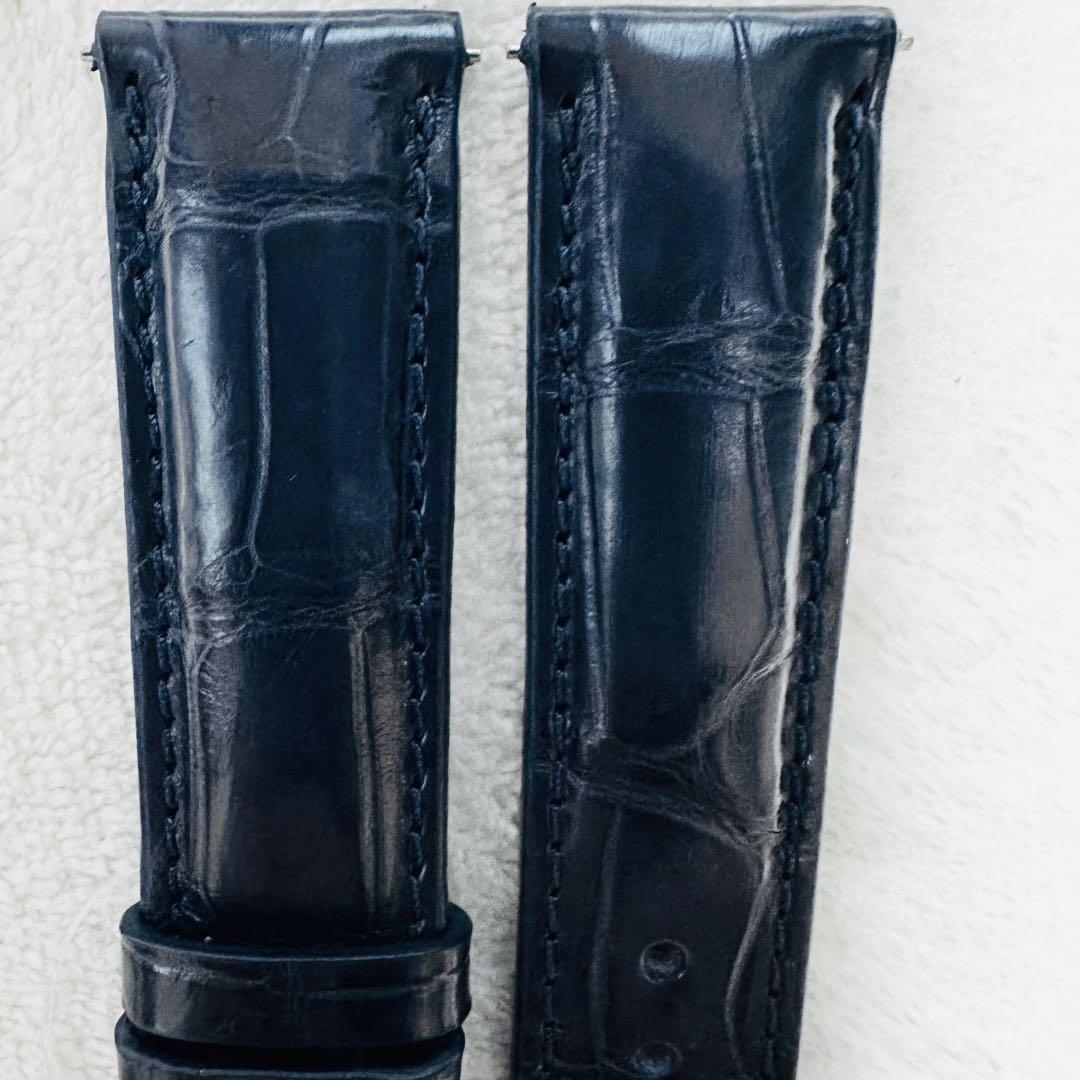 3073#20mm-18mmミッドナイトブルー★本物クロコダイルベルト★スイス製