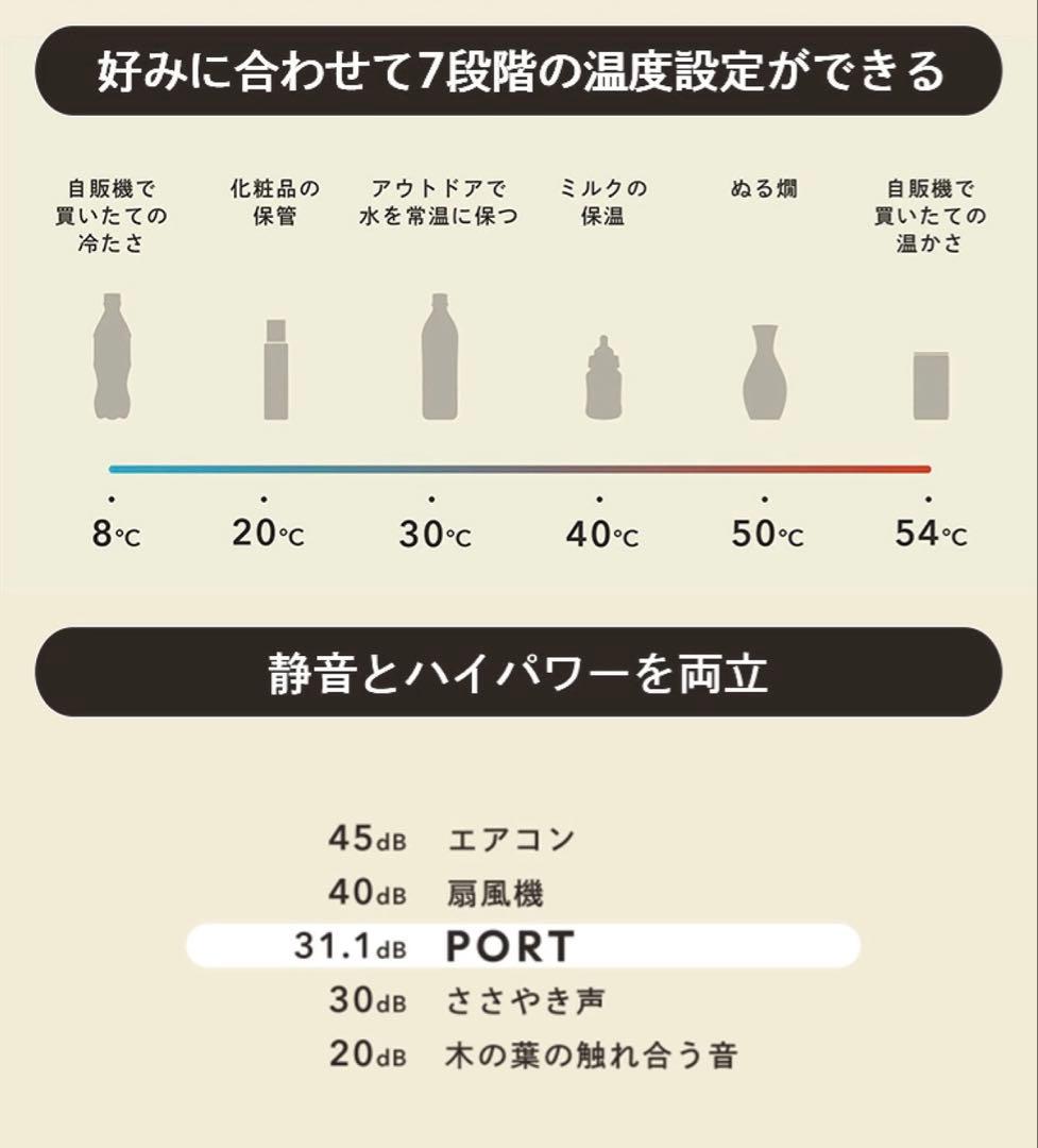 PORT 温冷機能搭載ドリンクホルダー 7段階温度調整