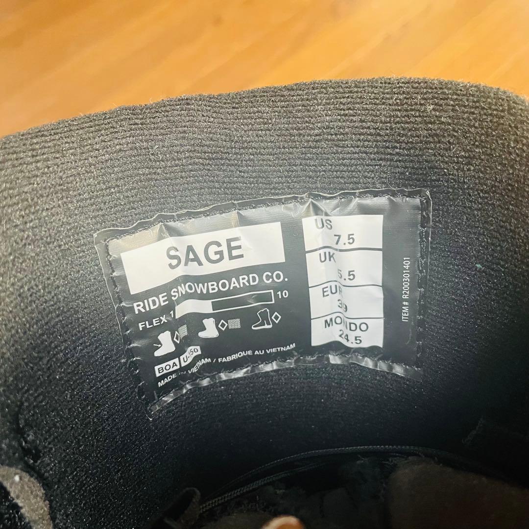 【超美品】RIDE ライド　SAGE BOA スノーボードブーツ 24.5cm